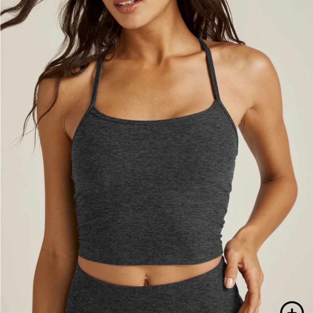 Beyond Yoga Spacedye Slim Racerback Cropped Tank - Black Charcoal/Small